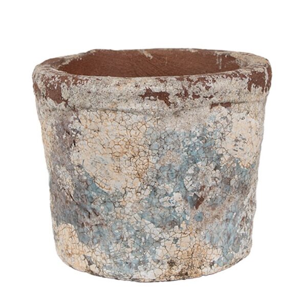 Bloempot Ø 12x10 cm Beige Blauw Terracotta