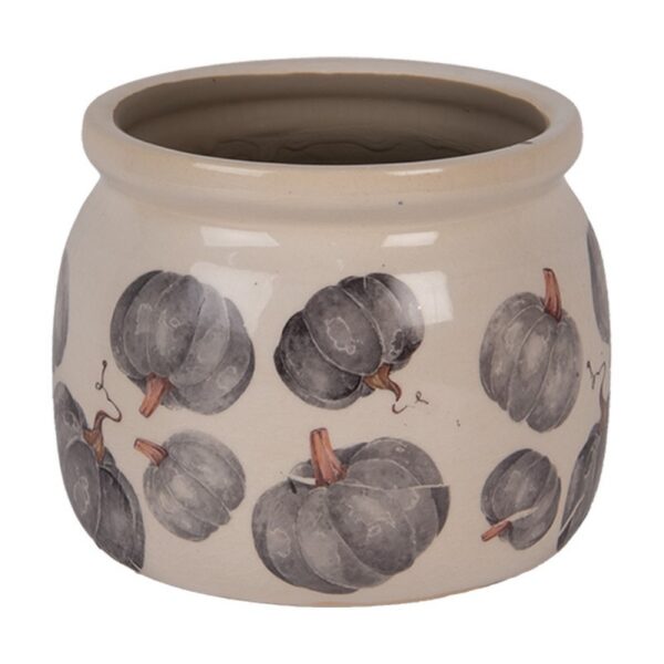 Bloempot Ø 12x10 cm Beige Keramiek Pompoen