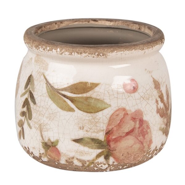 Bloempot Ø 12x10 cm Beige Roze Keramiek Bloemen Bloempot Binnen