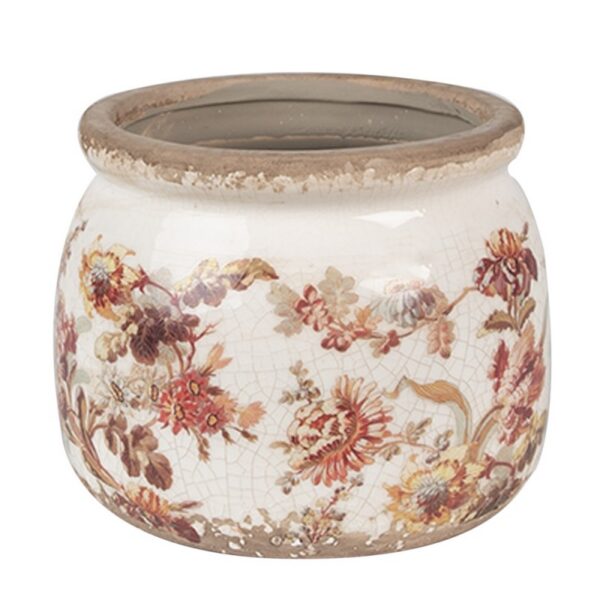 Bloempot Ø 12x10 cm Beige Roze Keramiek Bloemen Bloempot Binnen