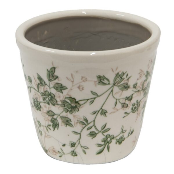 Bloempot Ø 12x10 cm Groen Beige Keramiek Bloemen Bloempot Binnen