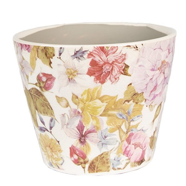 Bloempot Ø 12x10 cm Roze Beige Keramiek Bloemen Bloempot Binnen