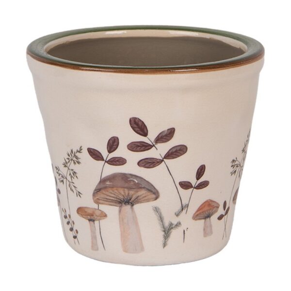 Bloempot Ø 12x11 cm Beige Keramiek Paddenstoelen