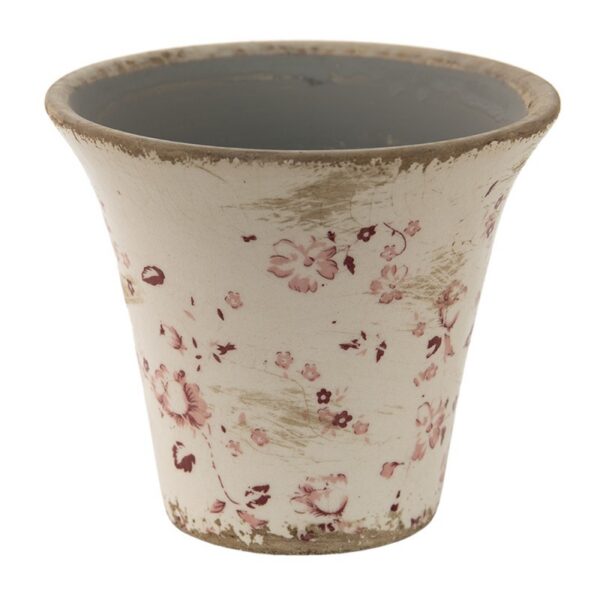 Bloempot Ø 12x11 cm Roze Beige Keramiek Bloemen Bloempot Binnen