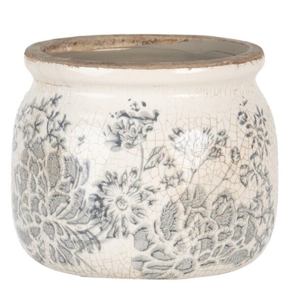 Bloempot Ø 12x9 cm Grijs Beige Keramiek Bloemen Bloempot Binnen