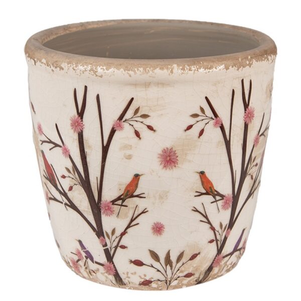 Bloempot Ø 13x12 cm Beige Bruin Keramiek Takken Bloempot Binnen