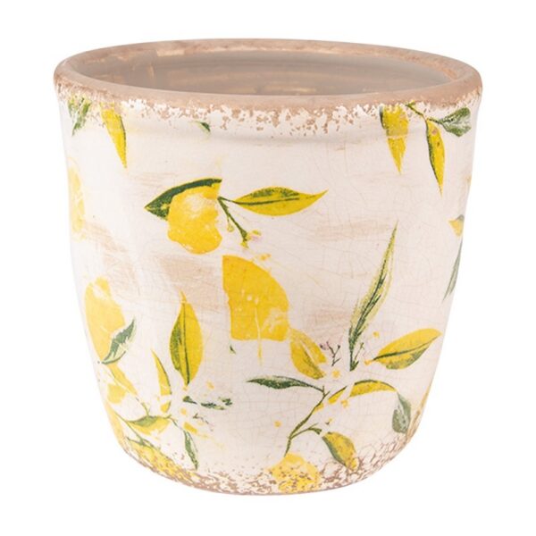 Bloempot Ø 13x12 cm Geel Keramiek Citroen Bloempot Binnen