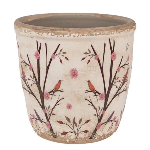 Bloempot Ø 14x13 cm Beige Bruin Keramiek Takken Bloempot Binnen