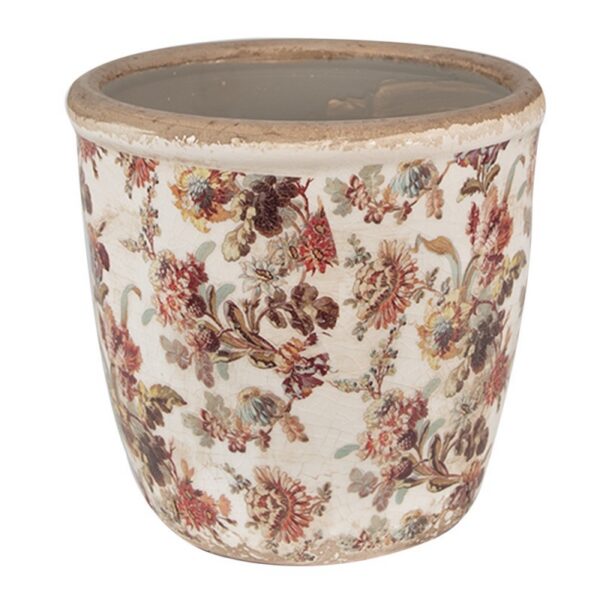 Bloempot Ø 14x13 cm Beige Roze Keramiek Bloemen Bloempot Binnen