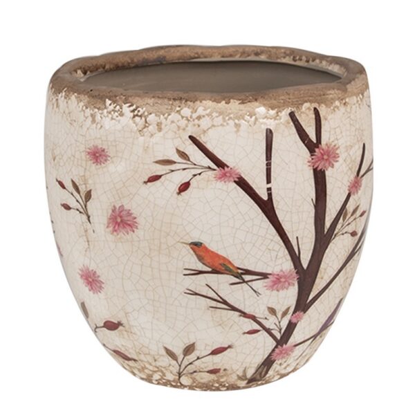 Bloempot Ø 14x14 cm Beige Bruin Keramiek Takken Bloempot Binnen