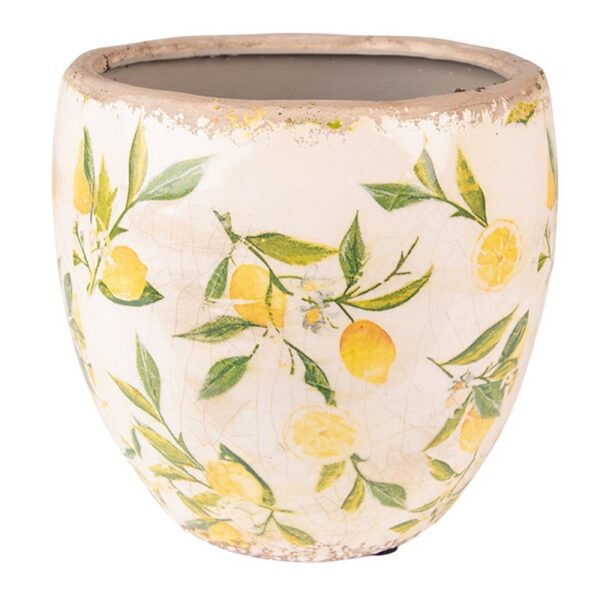 Bloempot Ø 14x14 cm Geel Keramiek Citroen Bloempot Binnen
