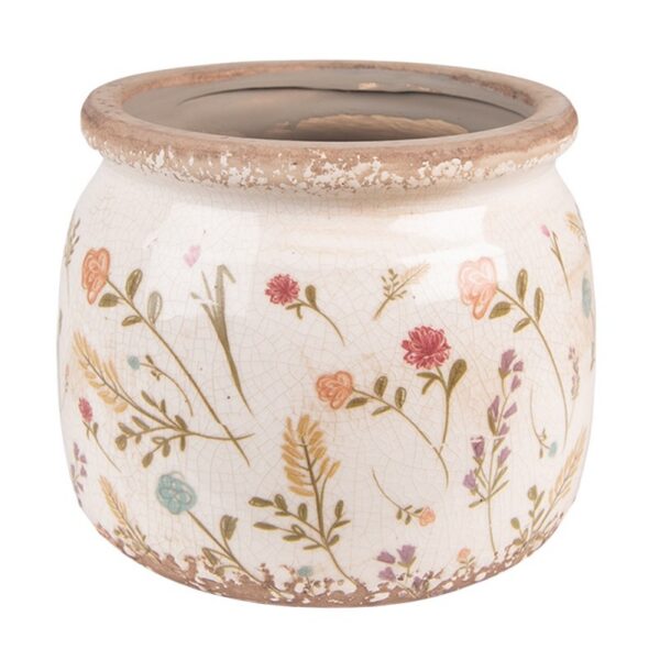 Bloempot Ø 15x13 cm Roze Beige Keramiek Bloemen Bloempot Binnen