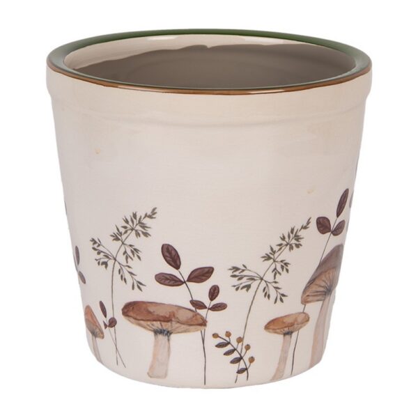 Bloempot Ø 15x14 cm Beige Keramiek Paddenstoelen