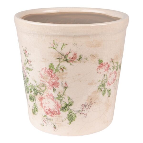Bloempot Ø 15x14 cm Roze Beige Keramiek Bloemen Bloempot Binnen