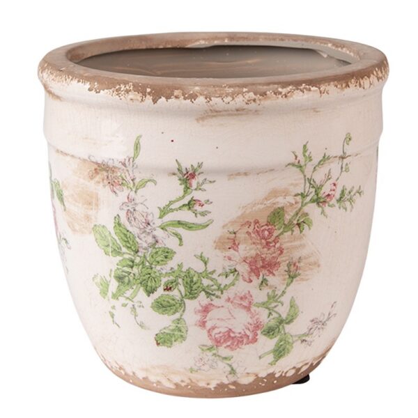 Bloempot Ø 15x14 cm Roze Beige Keramiek Bloemen Bloempot Binnen