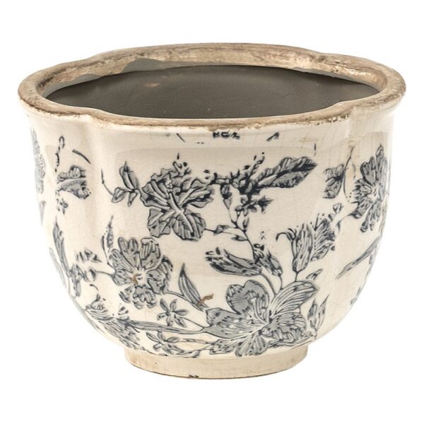 Bloempot Ø 16x12 cm Grijs Beige Keramiek Bloemen Bloempot Binnen