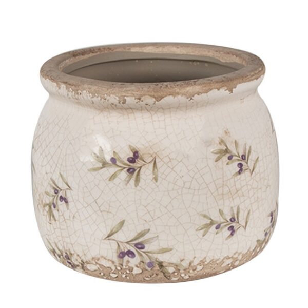 Bloempot Ø 16x13 cm Beige Blauw Keramiek Olijven Bloempot Binnen