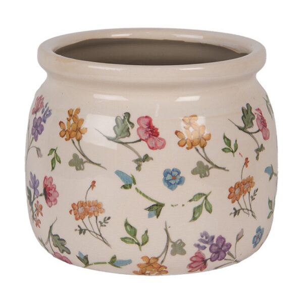Bloempot Ø 16x13 cm Beige Keramiek Bloemen