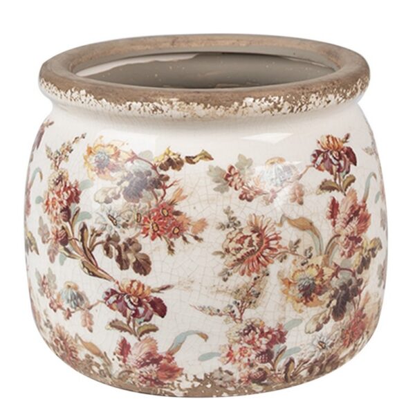 Bloempot Ø 16x13 cm Beige Roze Keramiek Bloemen Bloempot Binnen
