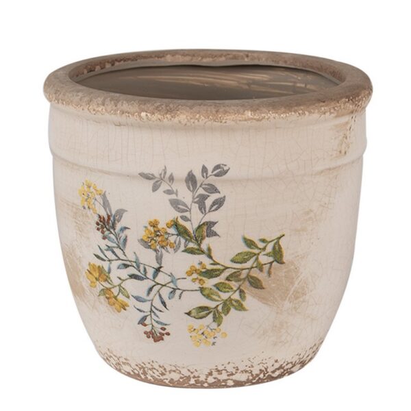 Bloempot Ø 16x14 cm Beige Geel Keramiek Bloemen Bloempot Binnen