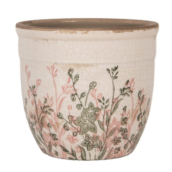 Bloempot Ø 16x14 cm Beige Keramiek Bloemen
