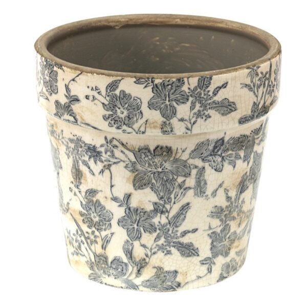 Bloempot Ø 16x15 cm Grijs Beige Keramiek Bloemen Bloempot Binnen
