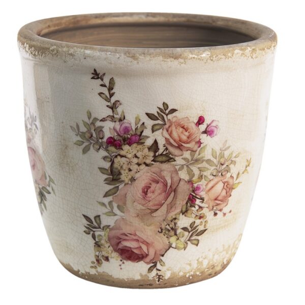 Bloempot Ø 16x15 cm Roze Beige Keramiek Bloemen Bloempot Binnen