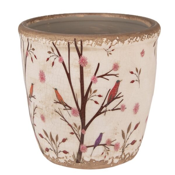 Bloempot Ø 16x16 cm Beige Bruin Keramiek Takken Bloempot Binnen