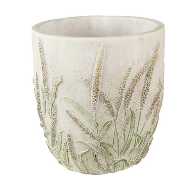 Bloempot Ø 16x17 cm Beige Groen Steen Korenhalmen Bloempot Binnen