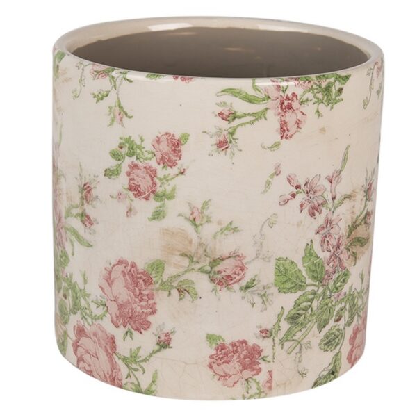 Bloempot Ø 17x16 cm Beige Roze Keramiek Bloemen Bloempot Binnen