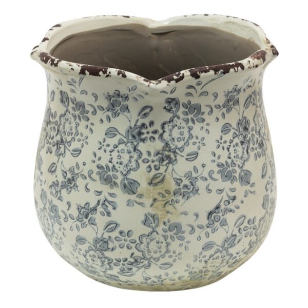 Bloempot Ø 17x16 cm Grijs Beige Keramiek Bloemen Bloempot Binnen