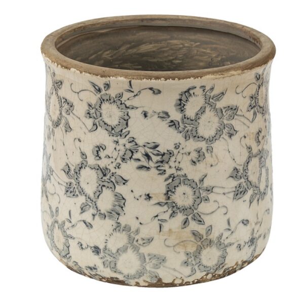 Bloempot Ø 17x16 cm Grijs Beige Keramiek Bloemen Bloempot Binnen
