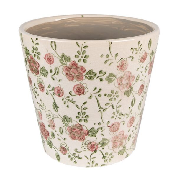 Bloempot Ø 17x16 cm Roze Beige Keramiek Bloemen Bloempot Binnen