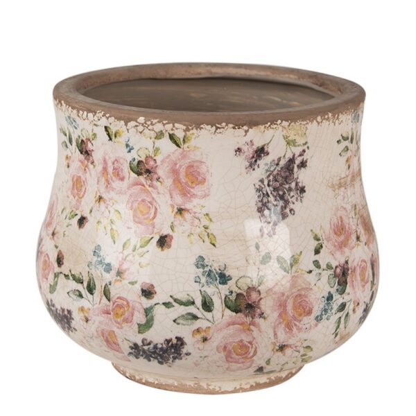 Bloempot Ø 18x15 cm Beige Roze Keramiek Bloemen Bloempot Binnen