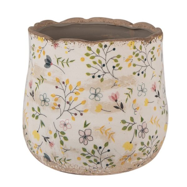 Bloempot Ø 18x16 cm Beige Geel Keramiek Bloemen Bloempot Binnen