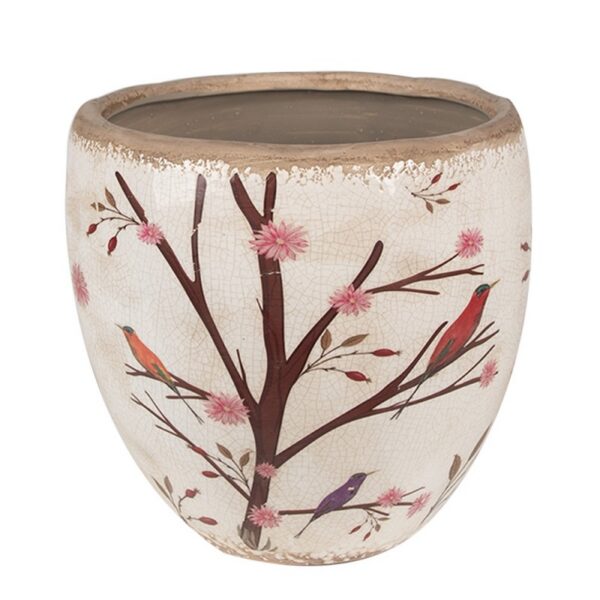 Bloempot Ø 18x17 cm Beige Bruin Keramiek Takken Bloempot Binnen