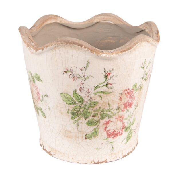 Bloempot Ø 18x17 cm Roze Beige Keramiek Bloemen Bloempot Binnen