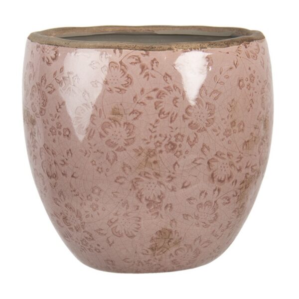 Bloempot Ø 18x17 cm Roze Keramiek Bloemen Bloempot Binnen