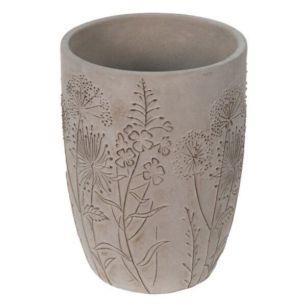 Bloempot Ø 18x25 cm Grijs Beige Steen Bloemen Bloempot Binnen