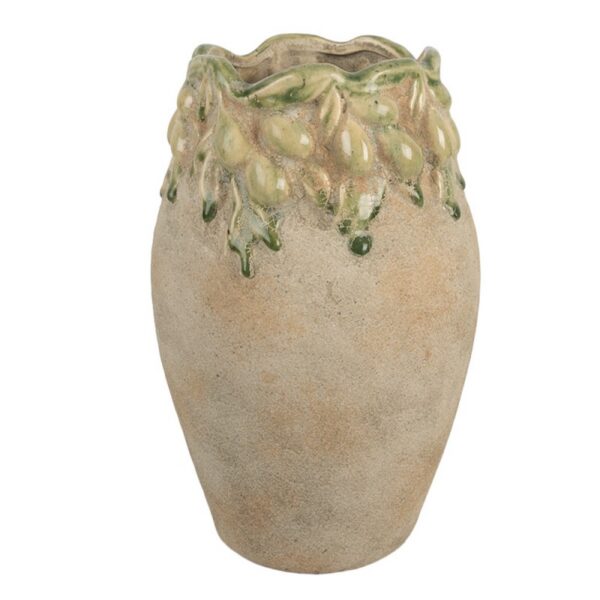 Bloempot Ø 18x27 cm Beige Terracotta Olijven