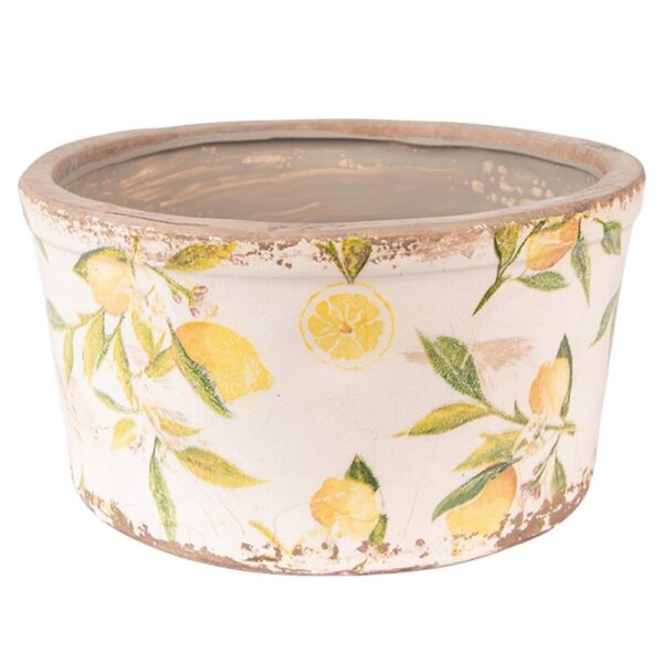 Bloempot Ø 19x10 cm Geel Keramiek Citroen Bloempot Binnen