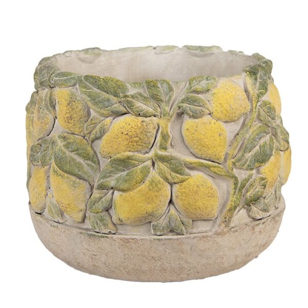 Bloempot Ø 19x15 cm Beige Steen Citroenen