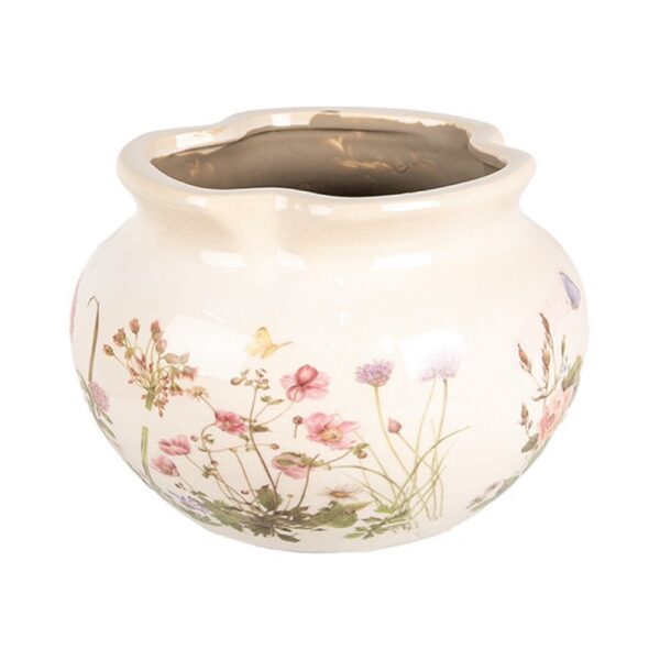 Bloempot Ø 20x14 cm Beige Roze Keramiek Rozen Bloempot Binnen