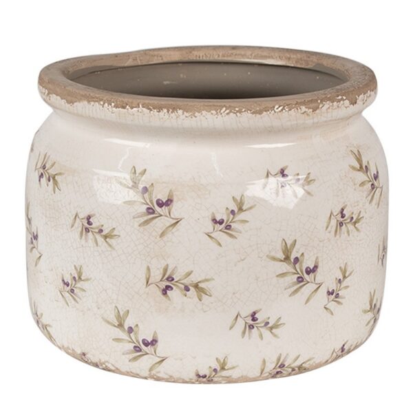 Bloempot Ø 20x15 cm Beige Blauw Keramiek Olijven Bloempot Binnen