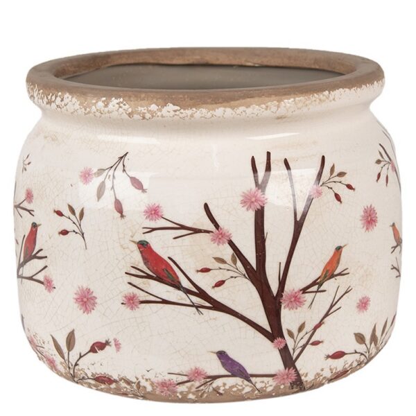 Bloempot Ø 20x15 cm Beige Bruin Keramiek Takken Bloempot Binnen