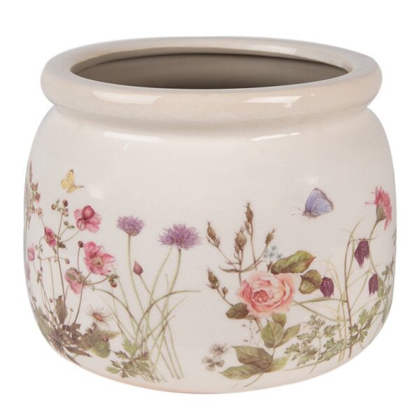 Bloempot Ø 20x15 cm Beige Roze Keramiek Bloemen Bloempot Binnen