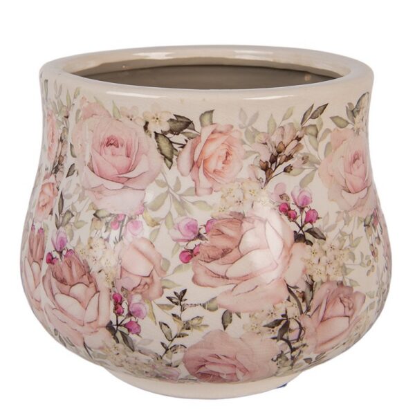 Bloempot Ø 21x17 cm Beige Keramiek Bloemen
