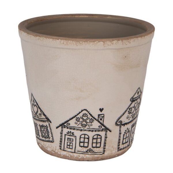 Bloempot Ø 21x20 cm Beige Keramiek Gingerbread house