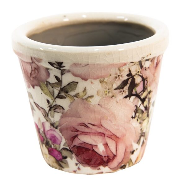 Bloempot Ø 8x7 cm Roze Keramiek Bloemen Bloempot Binnen