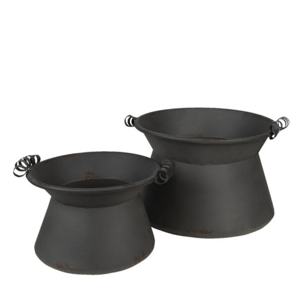 Bloempot Set van 2 Ø 28 Ø 22 cm Grijs IJzer Plantenpot